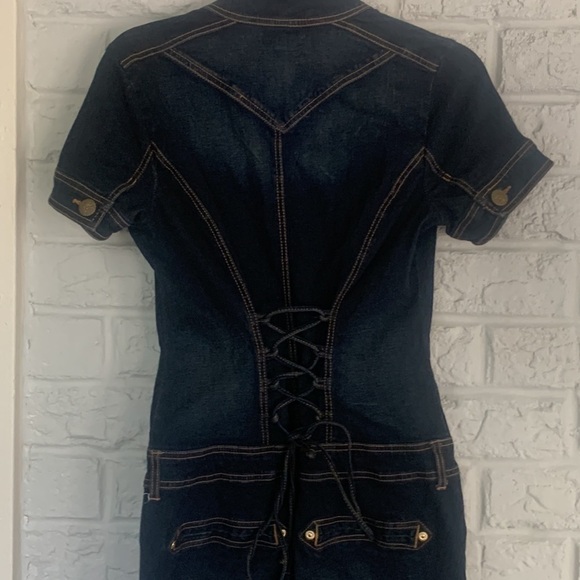 COPY - Baby Phat Y2K Denim Gold Zipper- Back Corseted Tie size 5 - Picture 10 of 13